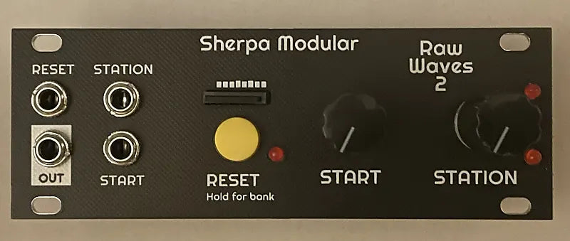 Raw Waves v2 Eurorack sample player module, 1U Intellijel black panel, front view