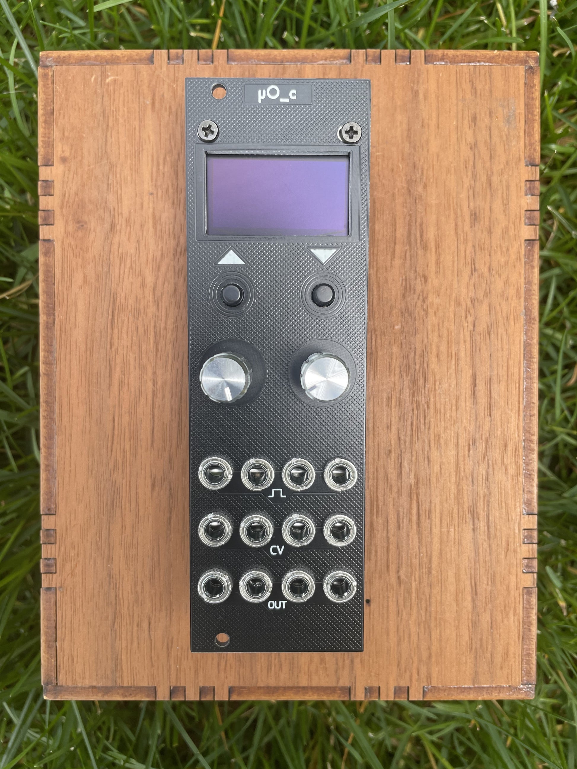 uO_C Micro Ornament and Crime Teensy 4.0 Phazerville Eurorack module, black panel, front view
